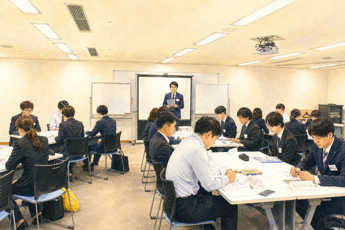 グループで討議している研修の風景