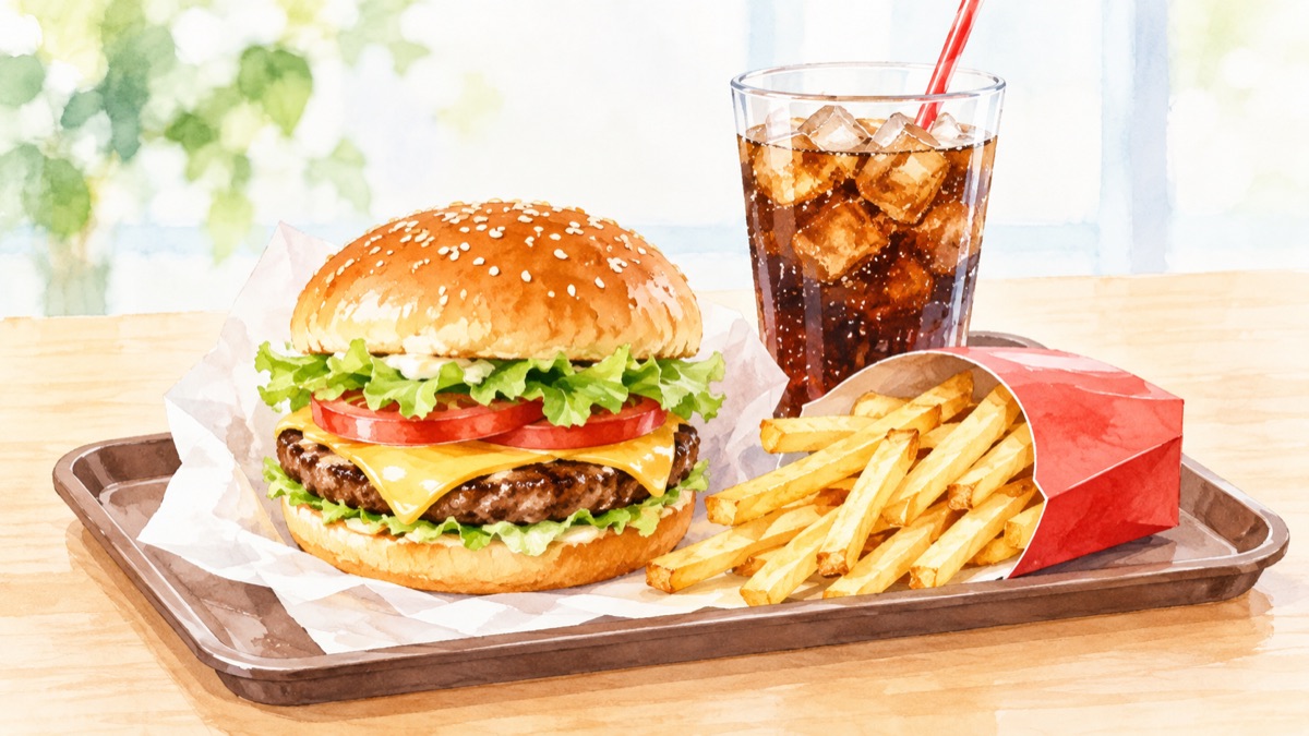 ハンバーガーとポテトのセット