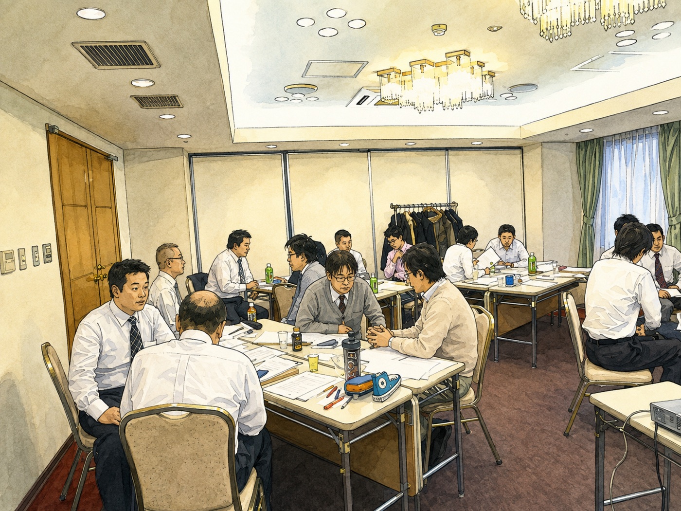受講者がグループで討議している研修の風景